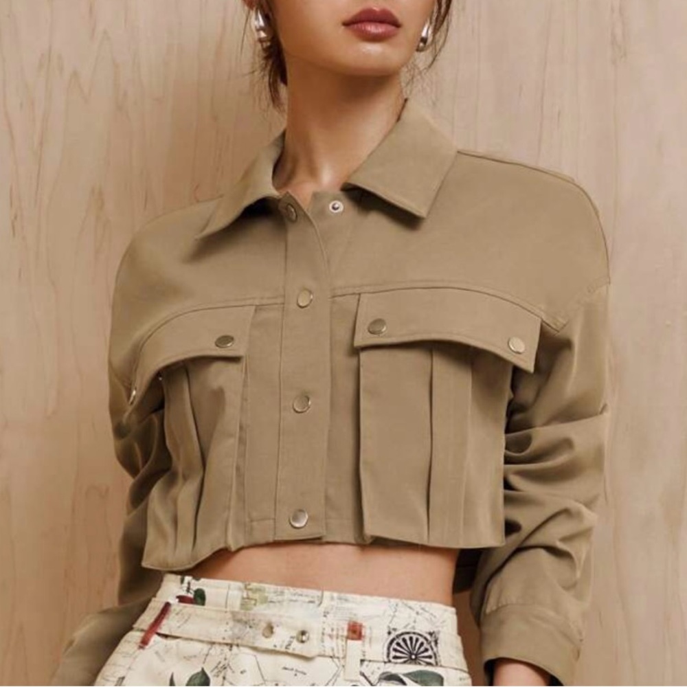 SHEIN X MONSE Cargo Pocket Cropped Jacket